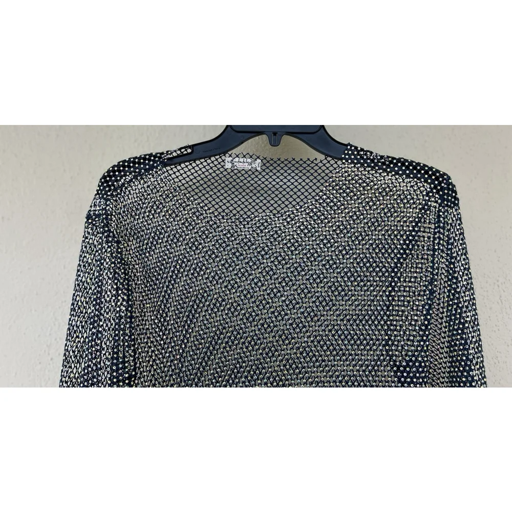 Free People Intimately Filter Finish Top Navy Iridescent Cover Up Rave Night Out